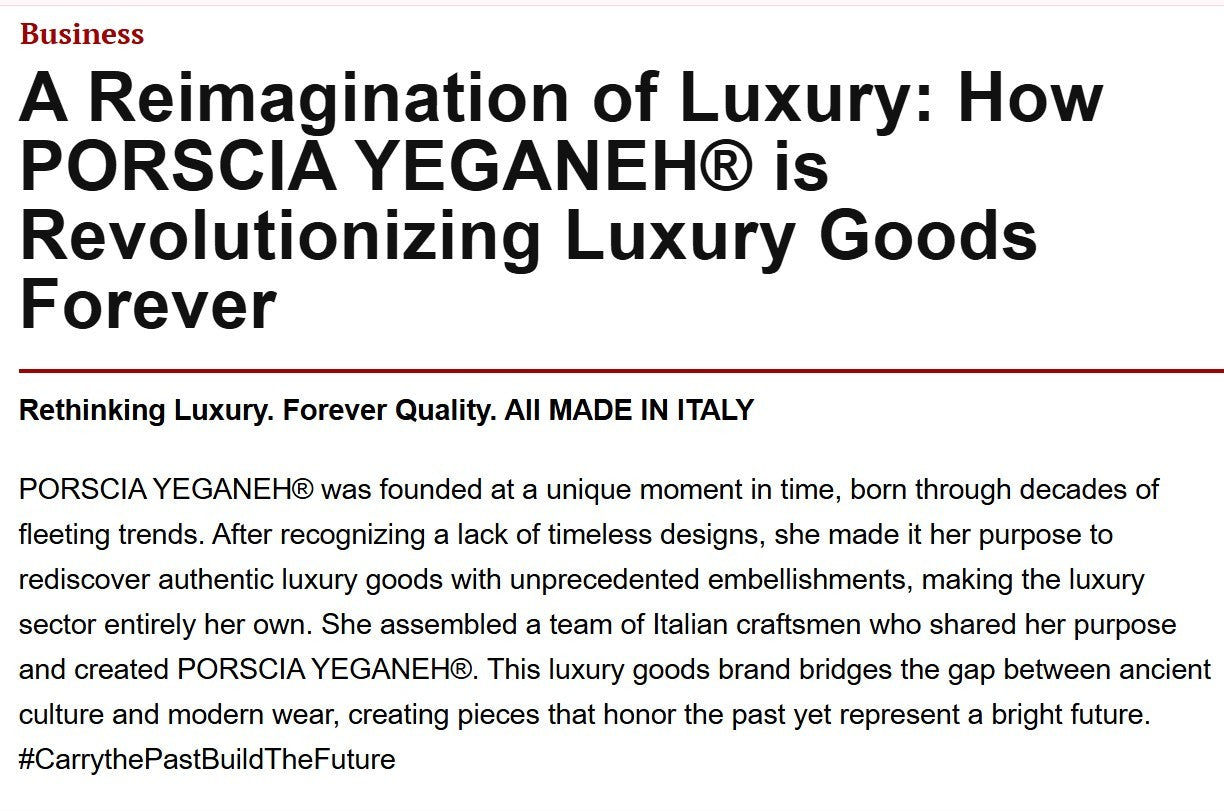 PORSCIA YEGANEH® Featured in New York Weekly — A Reimagination of Luxury, Forever