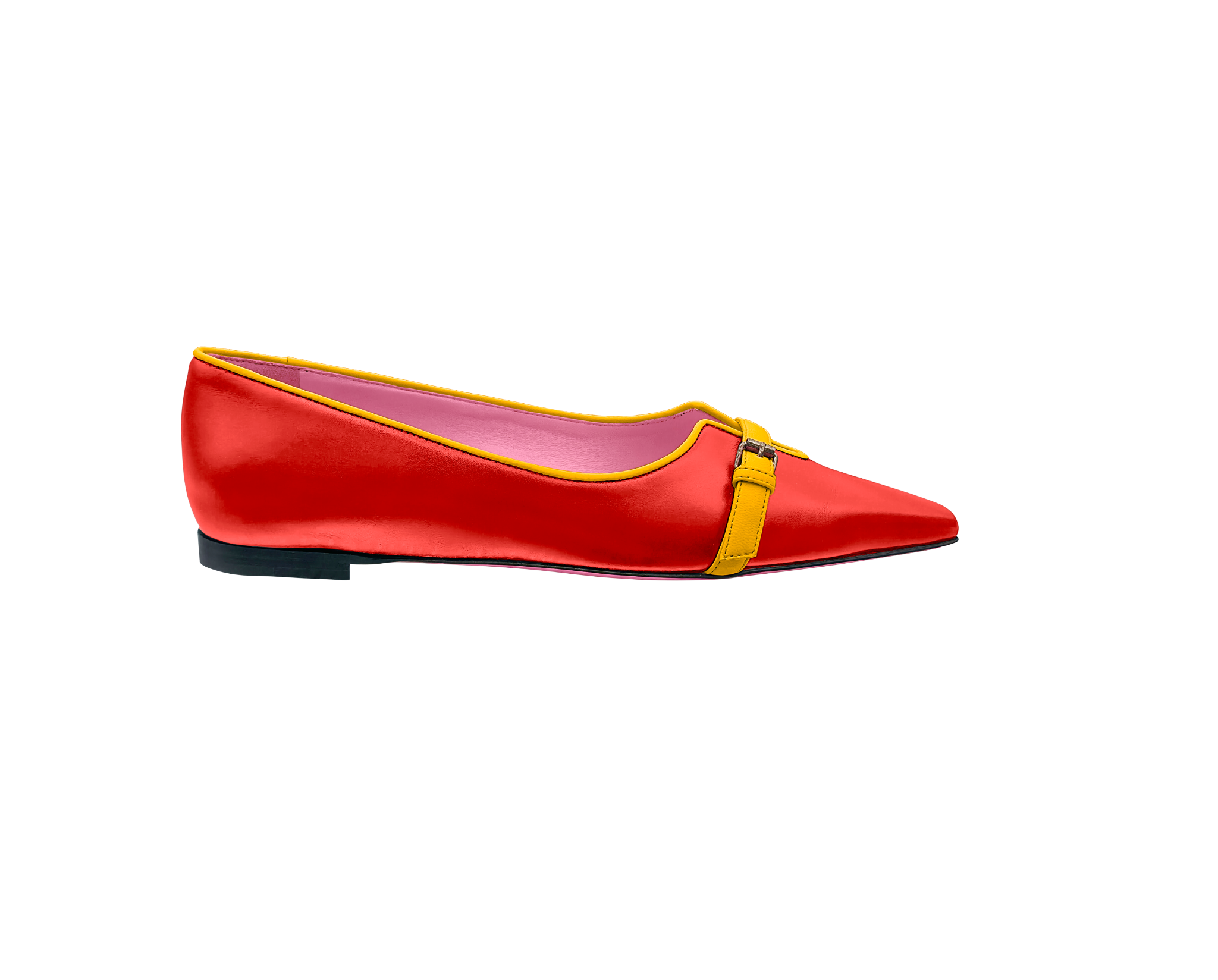 ANAHITA Ballerina – ForeverLuxury Italian ballerina shoes with 3D hardware, All MADE IN ITALY. Brown with lobster red accents