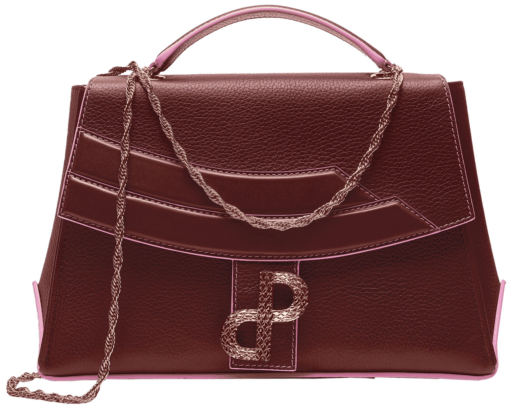 LIVIA Messenger bag – ForeverLuxury Italian messenger bag with 3D hardware, All MADE IN ITALY. Black with pink accents brown with pink accents