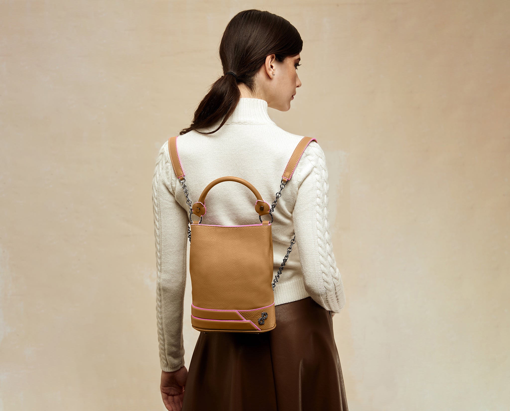 AELIA Backpack – ForeverLuxury Italian design with 3D hardware, All MADE IN ITALY.
