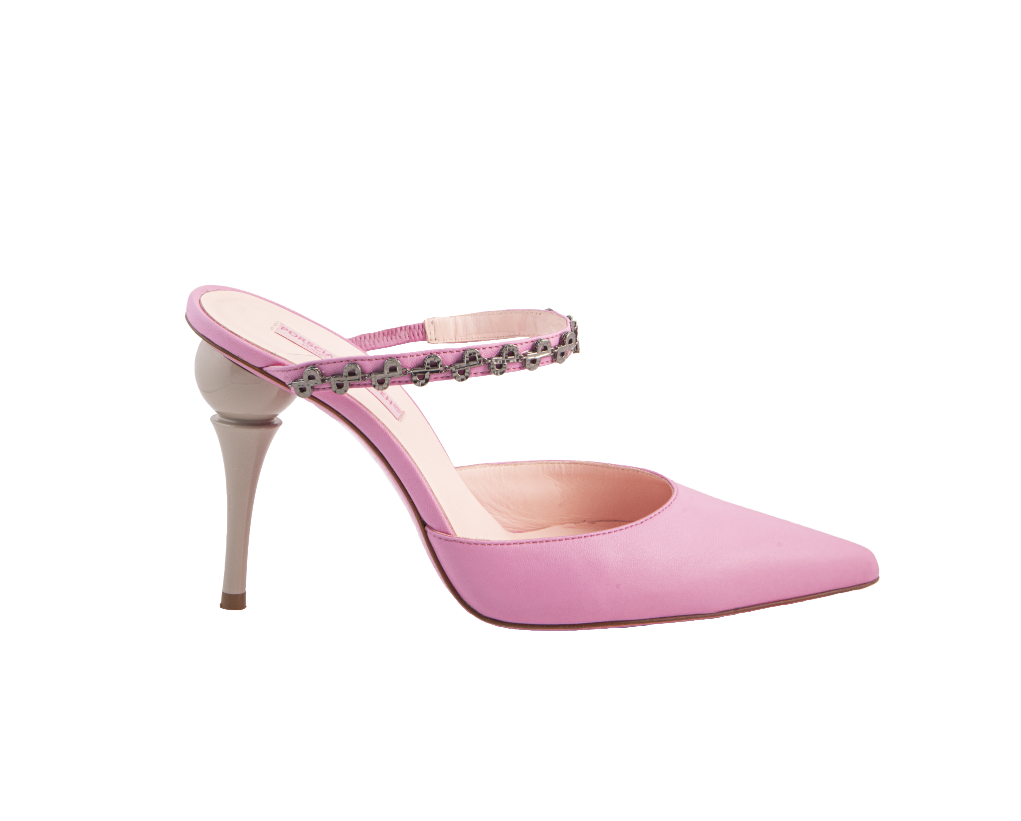 SORAYA Mules – ForeverLuxury Italian mules with 3D hardware, All MADE IN ITALY. Pink with Off-Gray Soraya heels