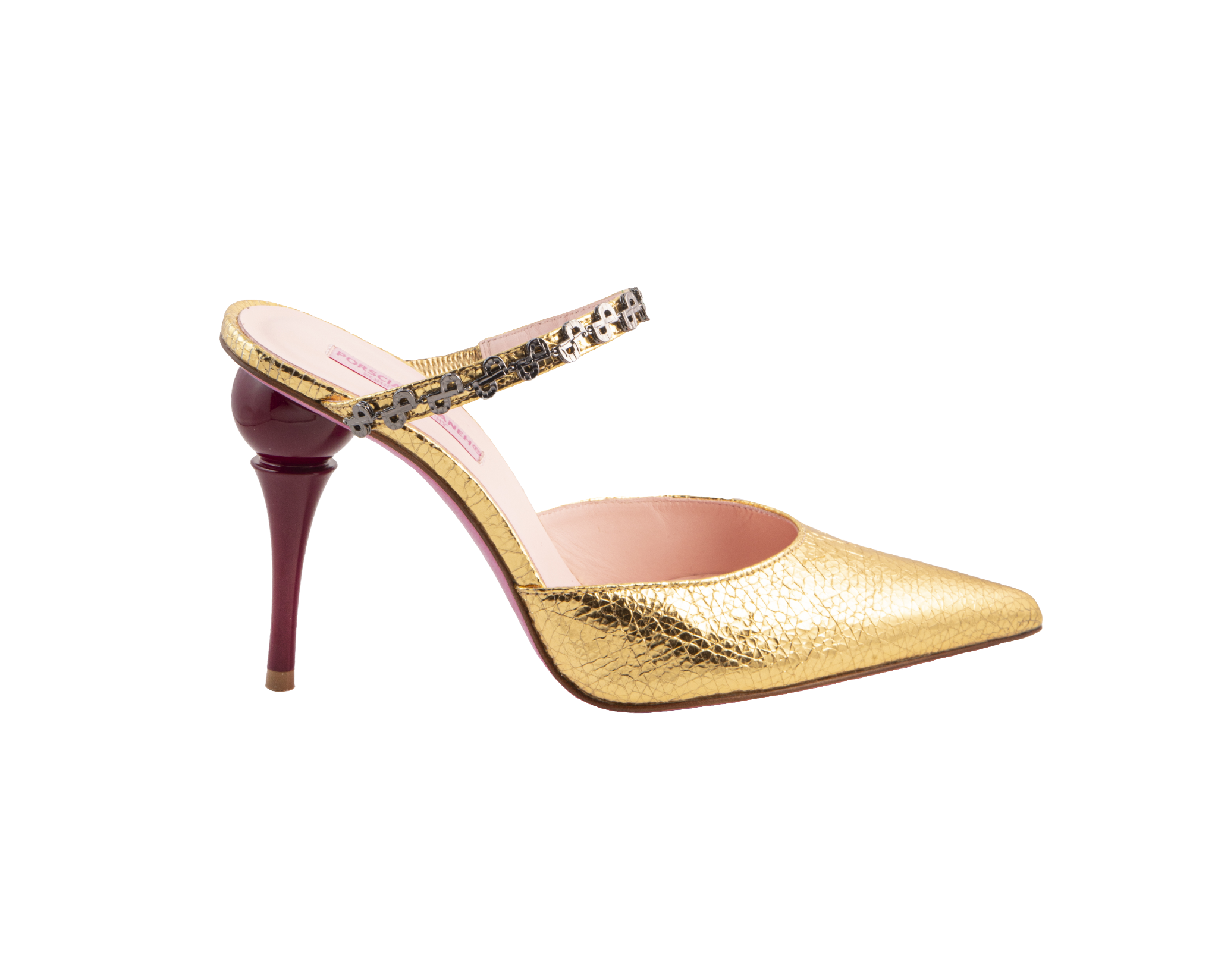 SORAYA Mules sandals – ForeverLuxury Italian mules with 3D hardware, All MADE IN ITALY. Gol with Bordeaux Soraya heels