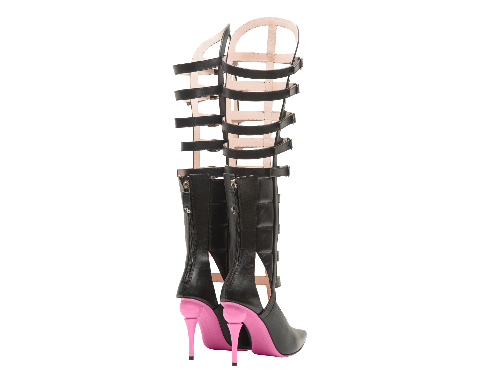 SORAYA Gladiatrix All season Boots – ForeverLuxury Italian, All MADE IN ITALY. Black with Pink Soraya Heels