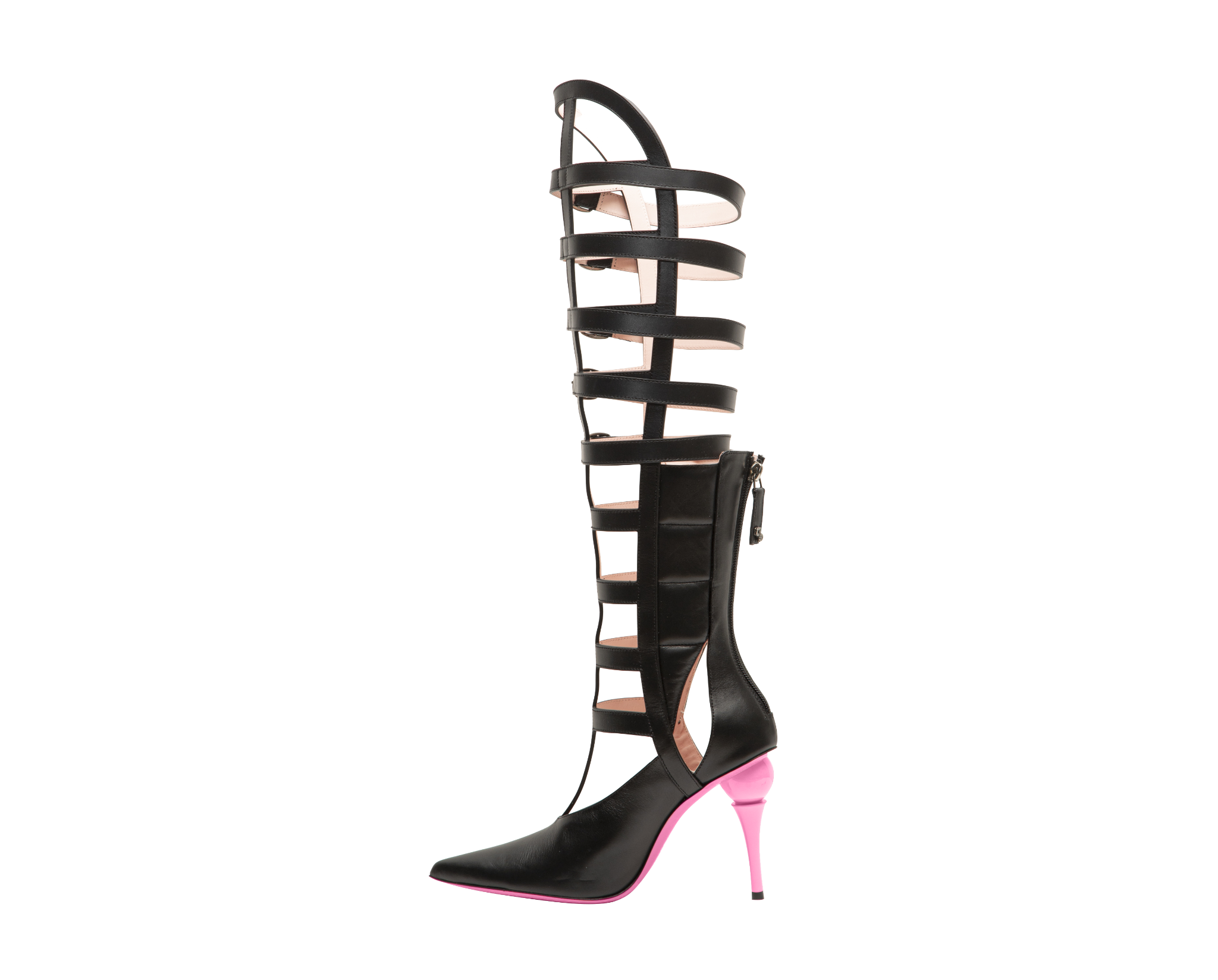 SORAYA Gladiatrix All season Boots – ForeverLuxury Italian, All MADE IN ITALY. Black with Pink Soraya Heels