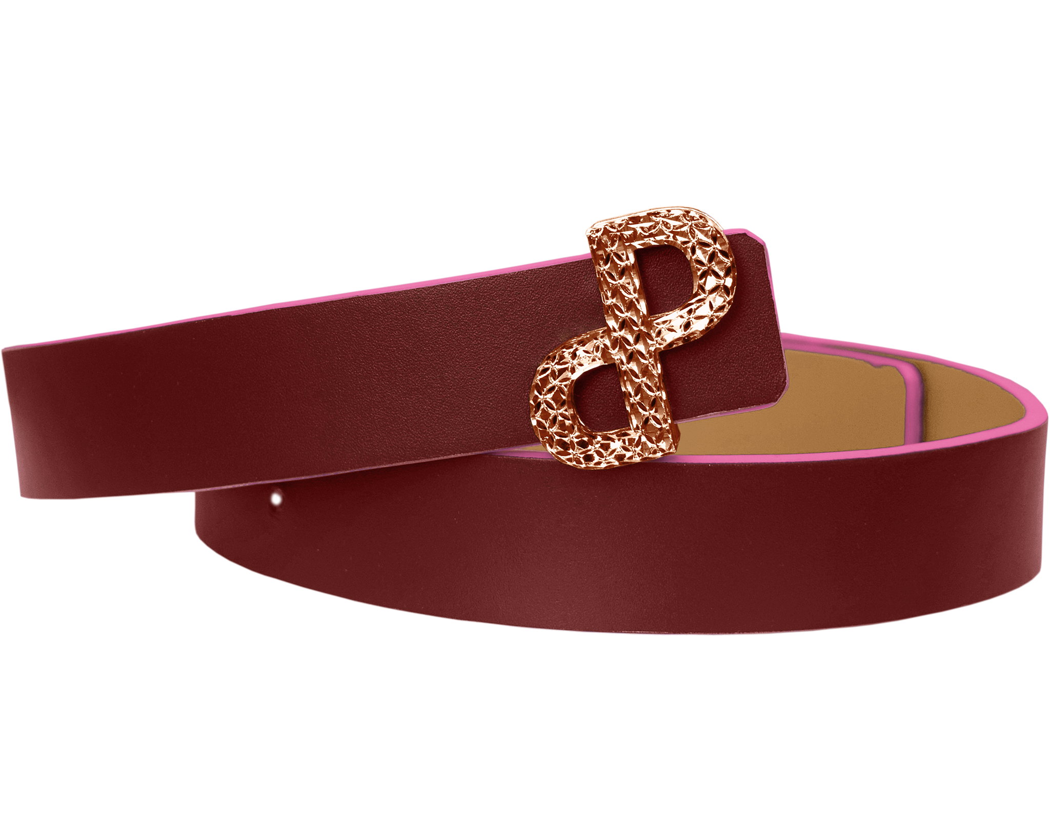CORNELIA Reversible Belt 3D Rose Gold buckle – PORSCIA YEGANEH®