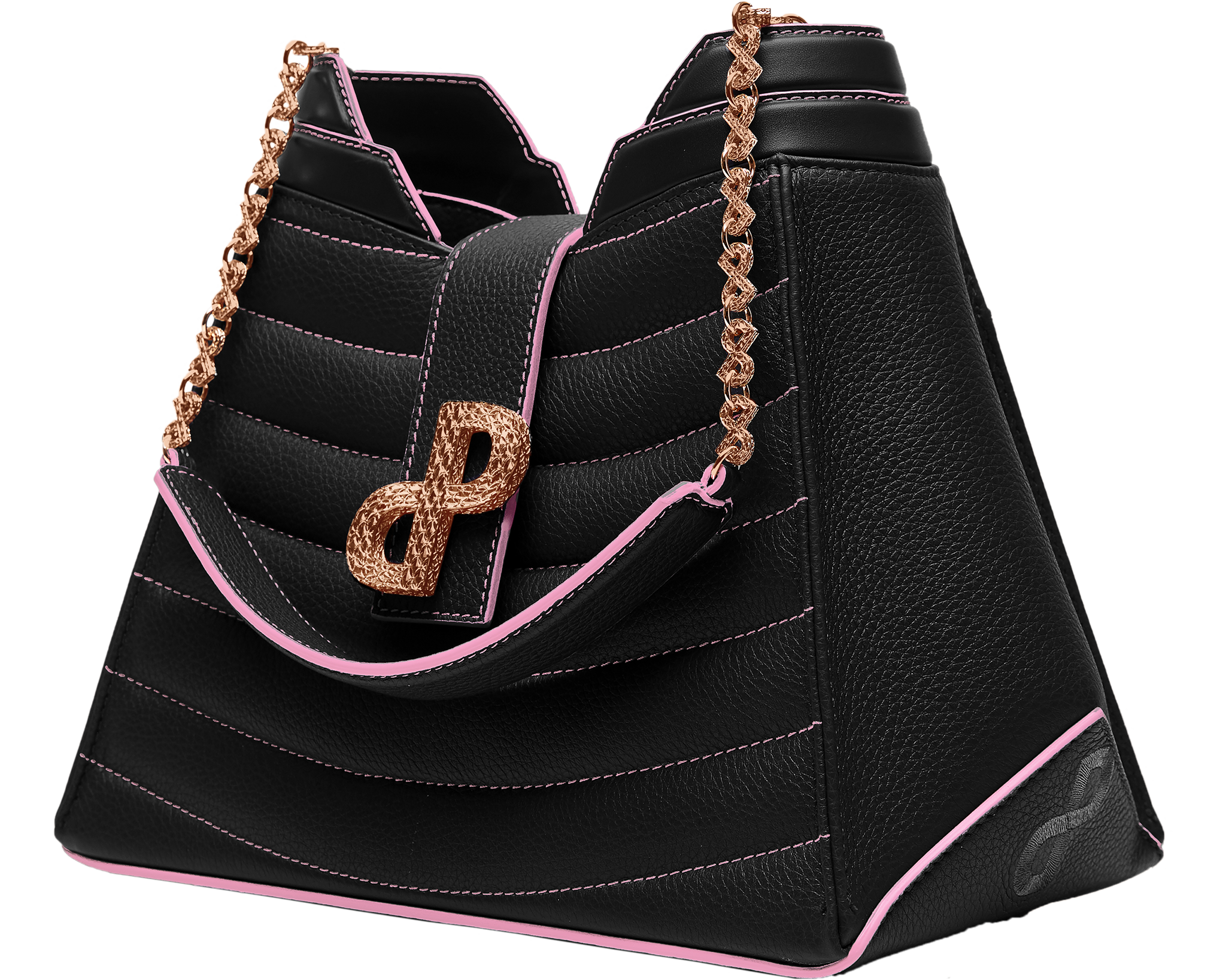 ANNIA Luxury Tote handbag 3D in Black grained calf leather