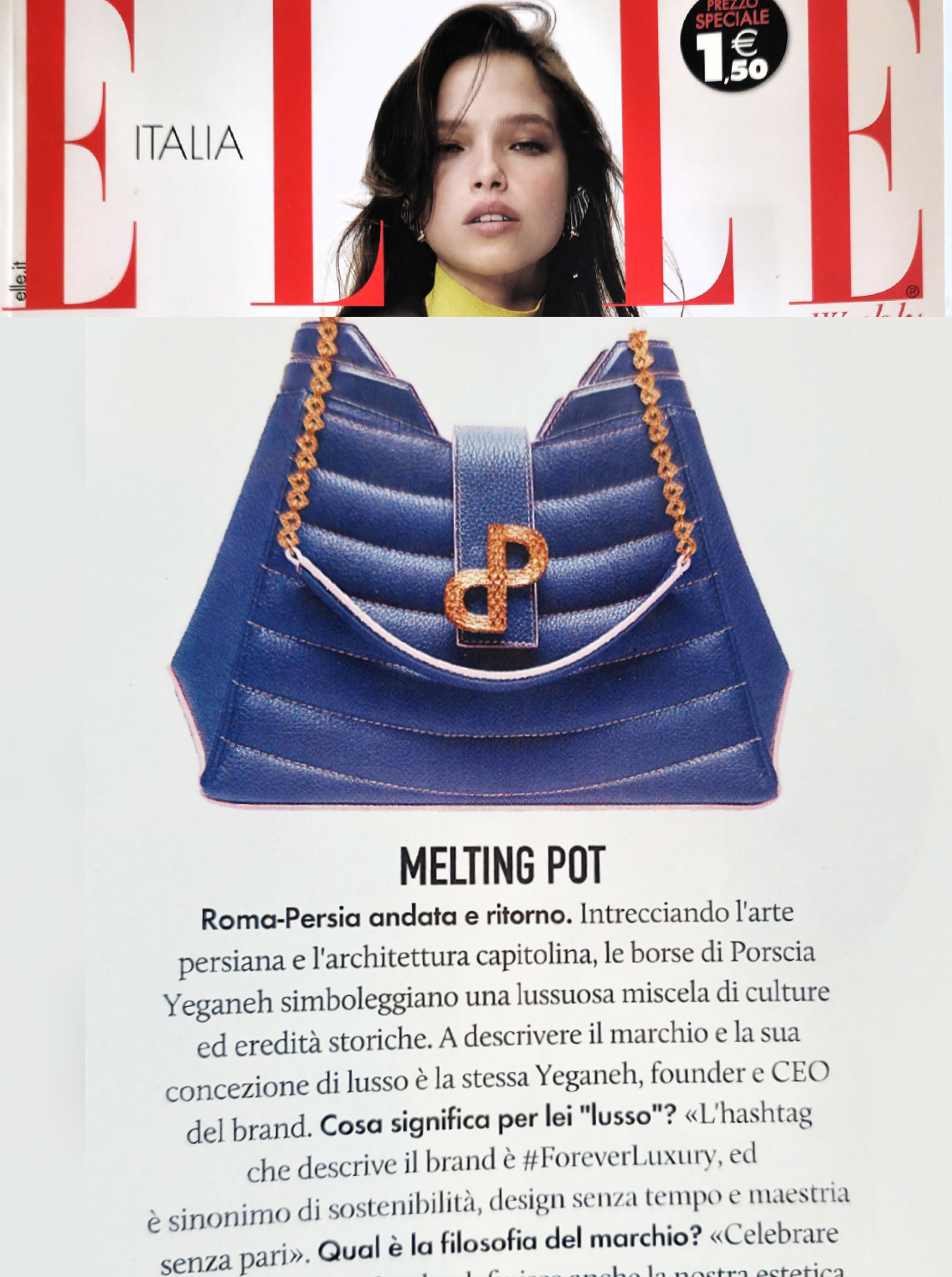 2023: PORSCIA YEGANEH® Featured in ELLE Italia — The ANNIA Lux Tote