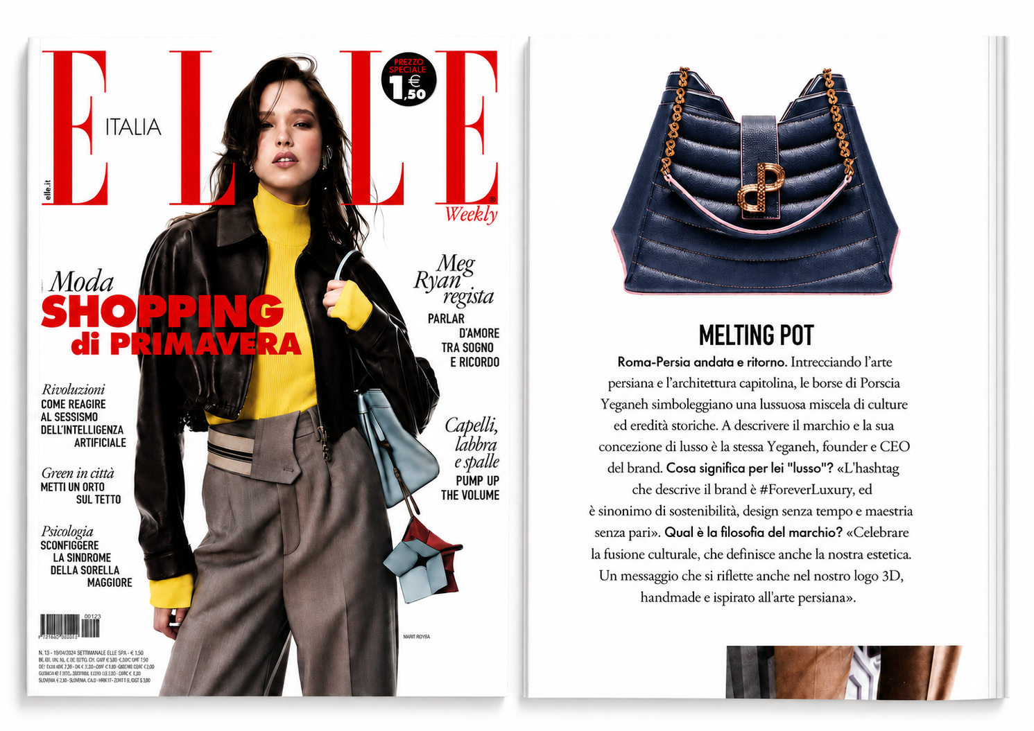 PORSCIA YEGANEH® Featured in ELLE Italia — The ANNIA Lux Tote