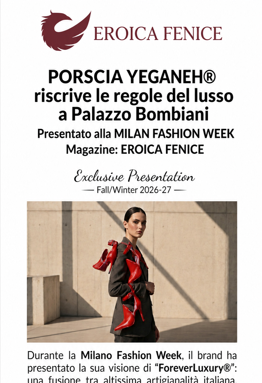MILAN FASHION WEEK- PORSCIA YEGANEH® riscrive le regole del lusso a Palazzo Bombiani
