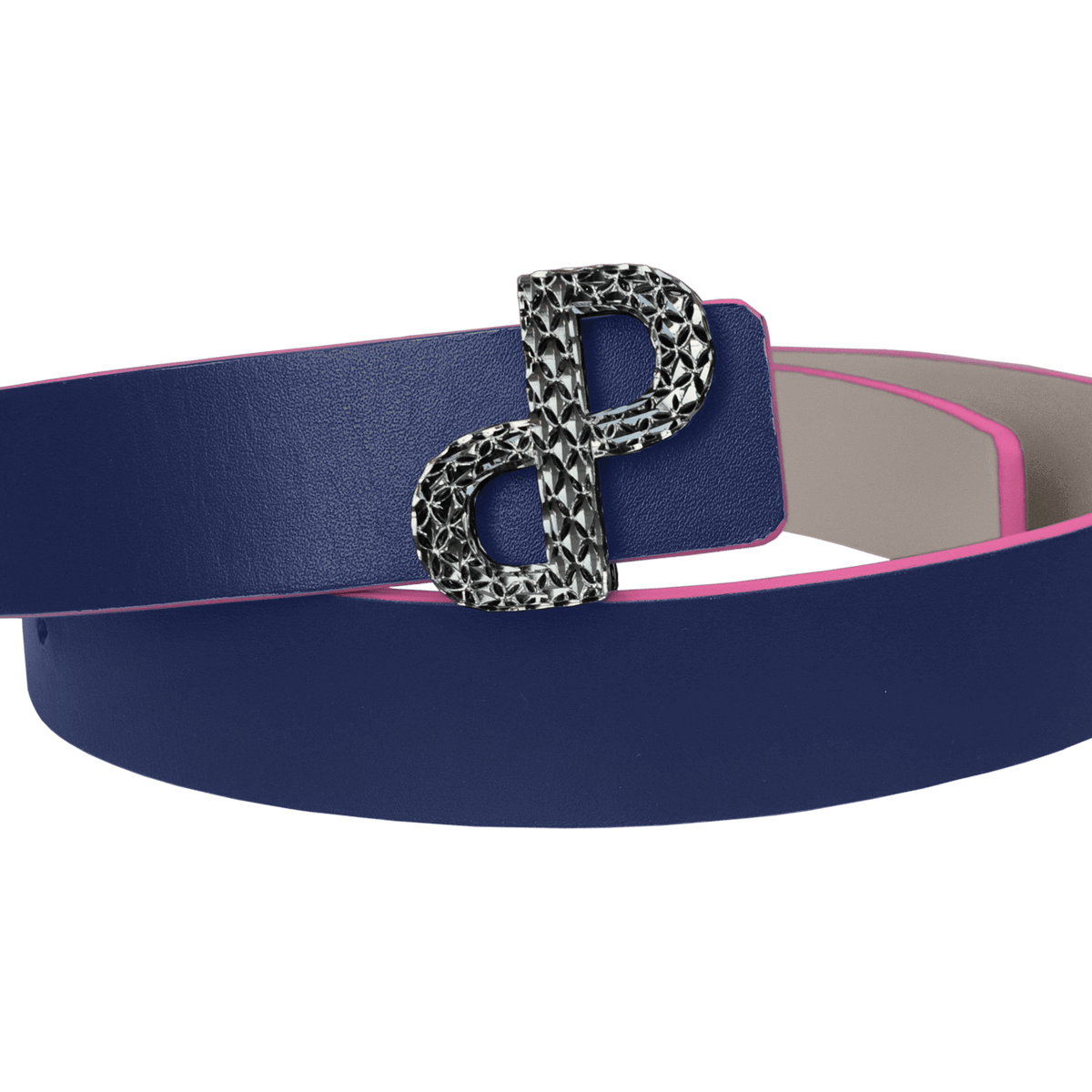CORNELIA Reversible belt 3D Gunpowder Grey hardware.