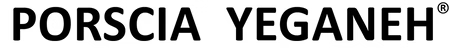 Black text reading 'PORSCIA YEGANEH' with a registered mark on a plain white background.