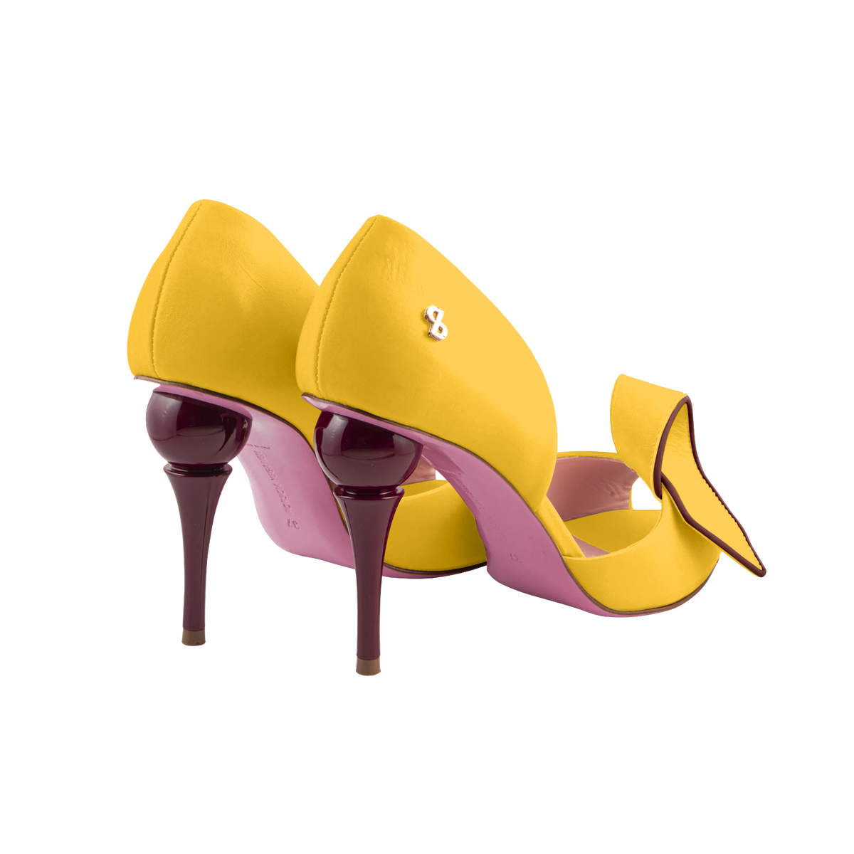 SORAYA OPEN PUMPS - Yellow & Bordeaux | PORSCIA YEGANEH®