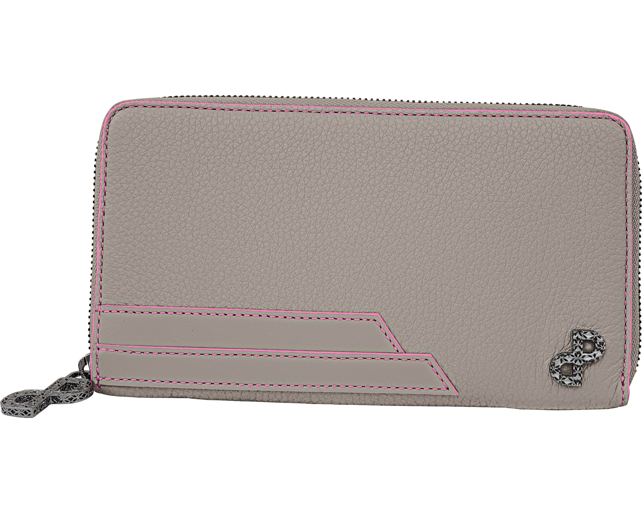 LUCILLA  All in ONE wallet with its distinctive style and meticulous attention to detail emerged in a luxurious flair. Each piece is individually crafted with featherweight, hand-carved, 3D Forever Logo in 18k Rose Gold  which elegantly adorns its front, the inner zipper pull and its Signature bright pink edges enrich its structure – All MADE IN ITALY