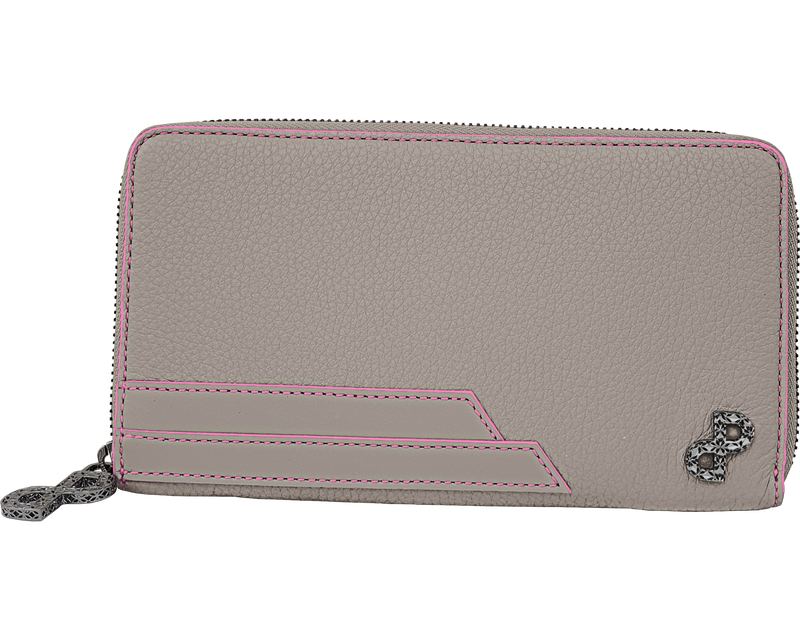 LUCILLA  All in ONE wallet with its distinctive style and meticulous attention to detail emerged in a luxurious flair. Each piece is individually crafted with featherweight, hand-carved, 3D Forever Logo in 18k Rose Gold  which elegantly adorns its front, the inner zipper pull and its Signature bright pink edges enrich its structure – All MADE IN ITALY