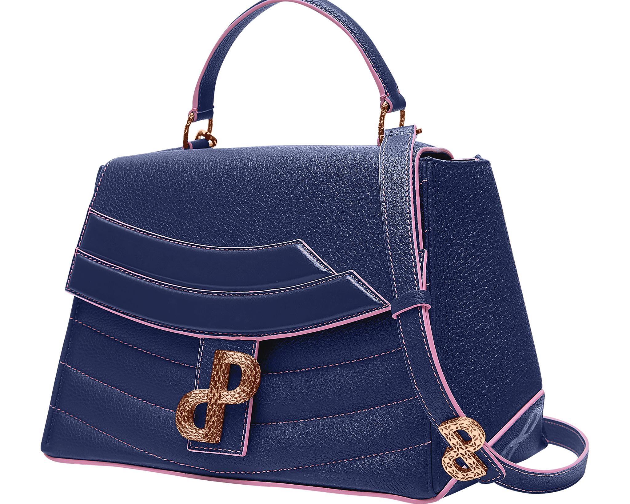A multi-look bag in Navy lends itself to be worn throughout the day and evening 