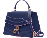 A multi-look bag in Navy lends itself to be worn throughout the day and evening 