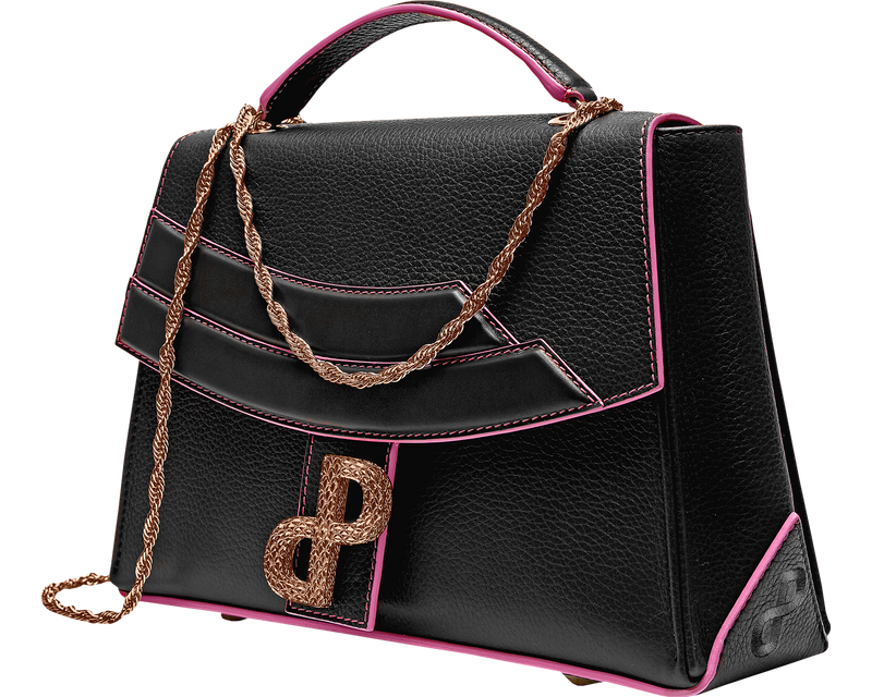 LIVIA Messenger bag 3D in Black grained calf leather - – PORSCIA YEGANEH®
