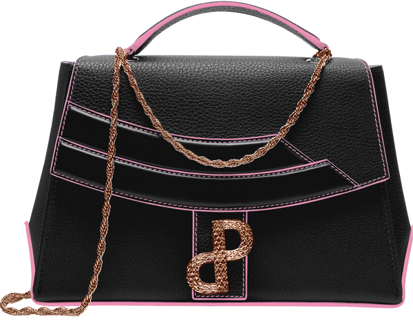 The LIVIA messenger bag is designed to enhance the glamorous side of every style-centric lady’s dynamic lifestyle. Designed in the signature trapeze silhouette, it can be worn cross-body or on the shoulder, thanks to an extra-long Singapore chain strap.. The individually hand-carved, featherweight, 3D Forever-Logo,, adorns the push turn-lock clasp, and inner zipper pull – All MADE IN ITALY